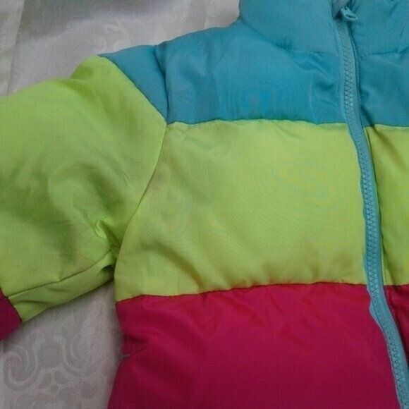 Cat & Jack Puffer Coat Jacket Girls Size XS 4/5 Purple Pink NeonYellow Blue Warm - Picture 15 of 15